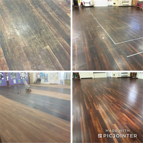 School floor sanding before during and after